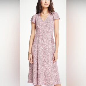 Ann Taylor Pink Floral Wrap Dress
